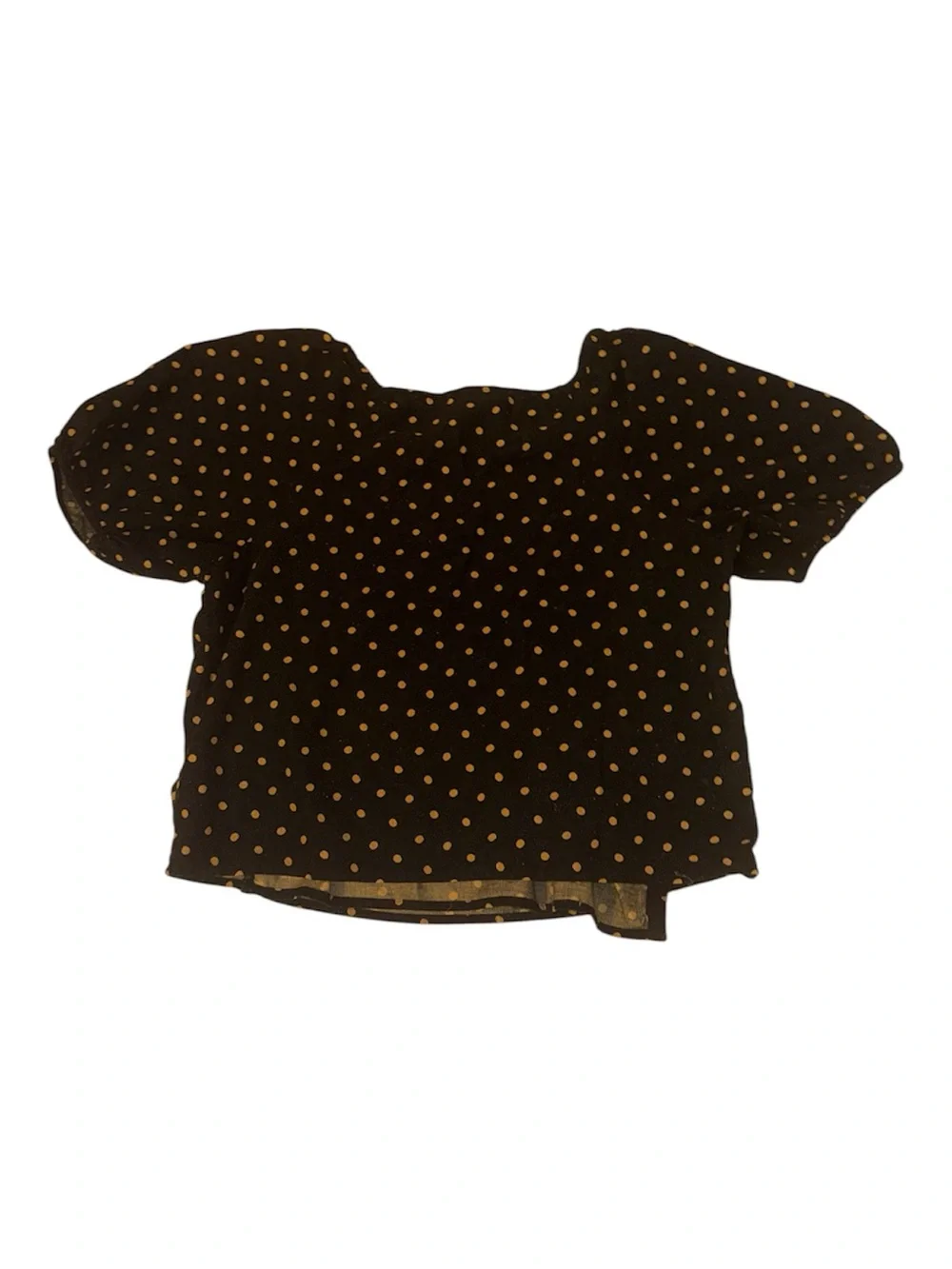 Madewell Black V-Neck Short Sleeve wrapTop with Mustard Polka Dots size large